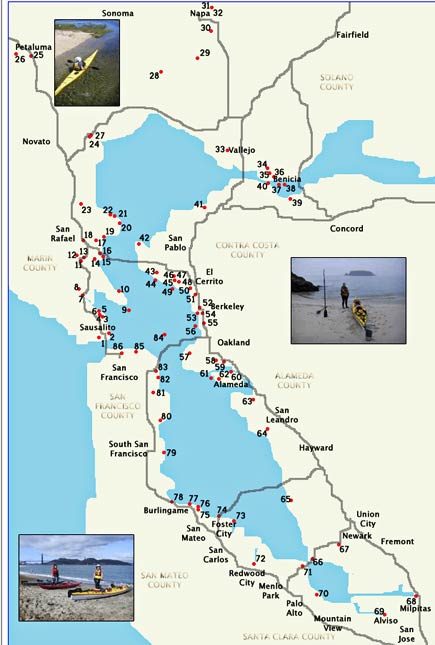 map of bay area canoe and kayak put-ins