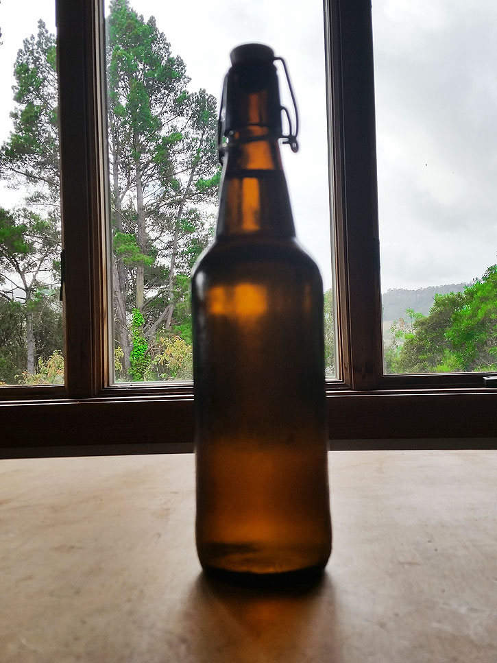 Ginger beer in flip-top bottle.