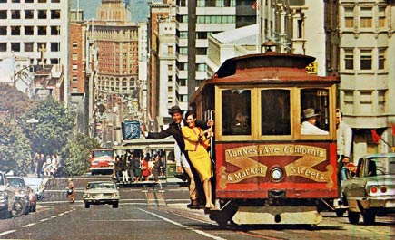 cable car postcard from 1960s