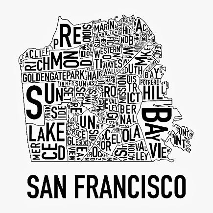 san francisco neighborhood map from ork posters