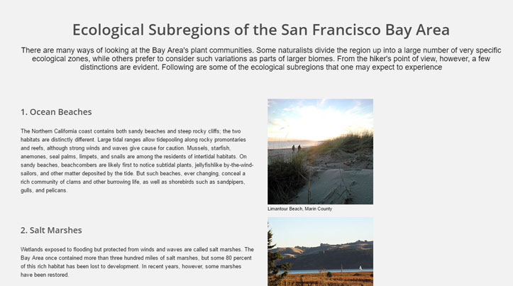 Clickable screenshot, Biomes of the San Francisco Bay Area
